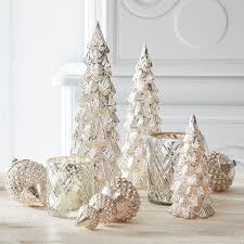 Led Glittered Mercury Glass Trees Set