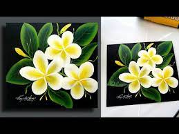 Easy Plumeria Flower Acrylic Painting