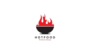 Bowl With Hot Fire Logo Design Vector