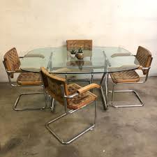 Glass Dining Table Cantilever Chair