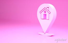Pink Map Pointer With House Icon