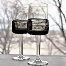 Handmade Glassware 2 Unique Black Wine