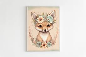 Cute Soft Boho Fennec Fox Art Drawing