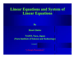 Pdf Linear Equations And System Of