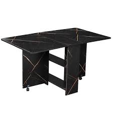 Black Marble Wood Folding Dining Table