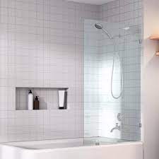 Glass Warehouse 58 25 In X 21 5 In Frameless Shower Bath Fixed Panel