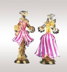 Murano Glass Couple Figurines Colorfull