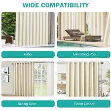 Pro Space Extra Wide Outdoor Curtains Blackout Curtain Panel Solid Heavy Duty Sliding Door Drape 100 In W X 96 In L Beige