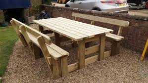 Garden Picnic Table Bench Set With