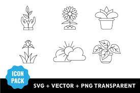 Plant Line Art Icon Bundle Svg Graphic