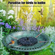 4 Watt Solar Bird Bath Fountains Upgraded Solar Powered Water Fountain Pump With 7 Nozzles And 4 Fixers