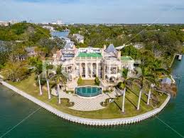 Aerial Photo Luxury Waterfront Mansion