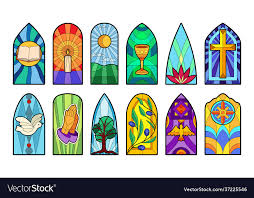 Stained Glass Cartoon Icon Set