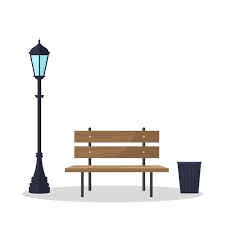 Bench And Street Lamp Icon City Park