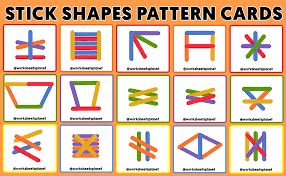 Stick Shapes Pattern Cards For Kids