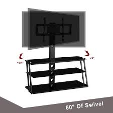 Black Multi Function Tv Stand Multi Function Angle And Height Adjustable Tempered Glass Tv Stand Up To 65 In