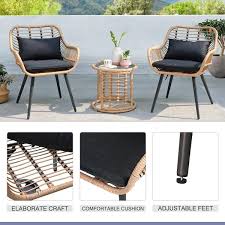 Black Wicker Outdoor Lounge Chair Set