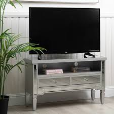 Drawer Mirrored Corner Tv Table With Shelf