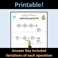 Winter Seasonal Logic Puzzles Algebra