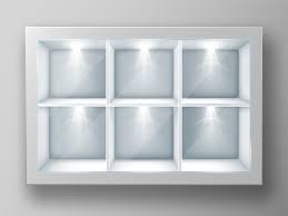 White Showcase With Square Shelves And