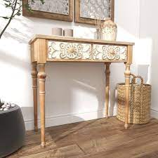 Carved 2 Drawers Fl Console Table