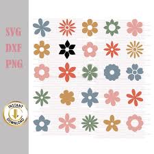 Flat Flowers Clipart Vector Svg