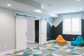 Contemporary Basement Playroom With