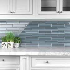 Bodesi Deep Ocean 3 In X 12 In Glass Tile For Kitchen Backsplash And Showers 10 Sq Ft Per Box