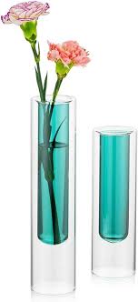 Colored Glass Bud Vase Set Of 2 Double
