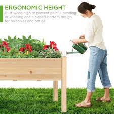 Best Choice S Wooden Raised Vegetable Garden Bed Elevated Planter Kit Beige