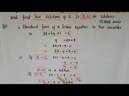 Linear Equation In Two Variables