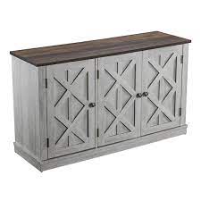 48 In 3 Door Saw Cut Off White Sideboard Buffet Table Accent Cabinet