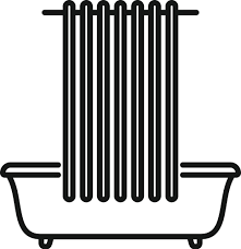 Shower Curtain Interior Icon Cartoon