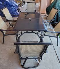 Glass Topped Patio Table 6 Chairs
