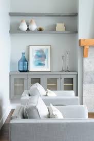 Cabinets With Gray Floating Shelves
