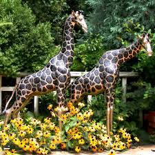 Large Bronze Metal Giraffe Garden