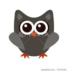 Owl Funny Stylized Icon Symbol Gray