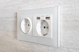 Exposed Electrical Wall Sockets Stock