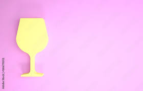 Yellow Wine Glass Icon Isolated On Pink
