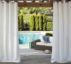 Sunbrella Solid Outdoor Grommet Curtain 50 X 124 Heather Gray Pottery Barn