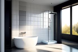 Shower Bench In White Tile Wall Modern