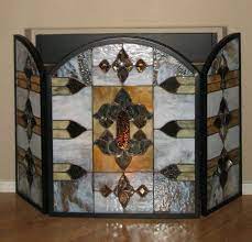 Stained Glass Fire Screen With 2
