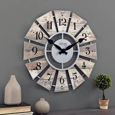 Brown Shiplap Farmhouse Windmill Clock