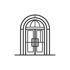 Arched Double Door With Glass Panel And