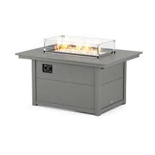 Polywood Rectangle 34 X 46 Fire Pit Table In Slate Grey