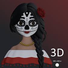 Psd Mexican Girl Portrait Sugar Skull