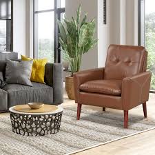 Costway Brown Faux Leather Arm Chair