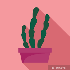 Poster Suculent Cactus Pot Icon Flat