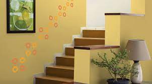 Colourful Stencil Hall Stairs Design