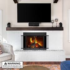 Uniflame Roman Bi Fold Style Fireplace Doors With Smoke Tempered Glass Small Black